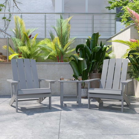 Flash Furniture Gray Adirondack Side Table and 2 Chair Set JJ-C14501-2-T14001-GY-GG